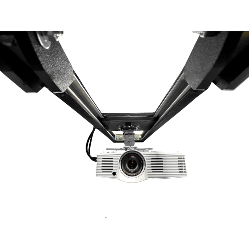 AllSportSystems SkyRail+ Cage Projector Mount inside enclosure view of mount and projector.