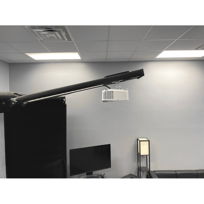 AllSportSystems SkyRail+ Cage Projector Mount side view of cage attached rail with projector.