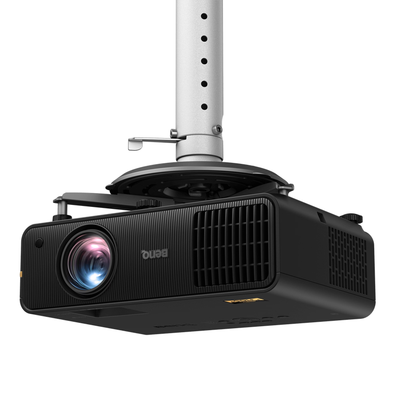 BenQ AH30ST 3000 Lumen Golf Simulator Projector ceiling mounted black projector with metal arm.