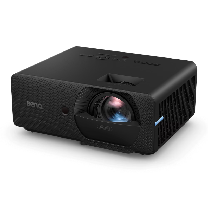 BenQ LK830ST 4000-Lumen 4K Ultra Short Throw Laser Golf Simulator Projector angled left view.