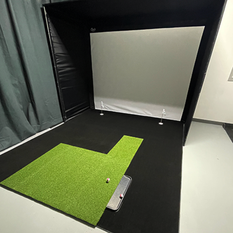 Big Moss Midnight Shadow Golf Simulator Putting Turf for Carl's Place DIY Enclosure right side view.