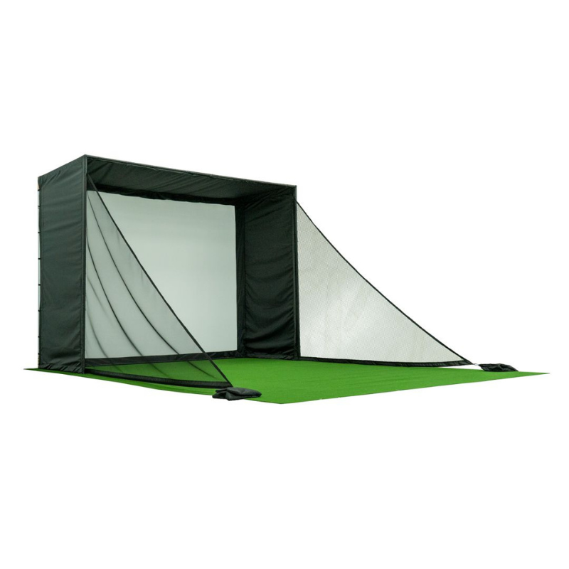 Carl's Place Net Wall Extensions installed on a golf simulator enclosure.