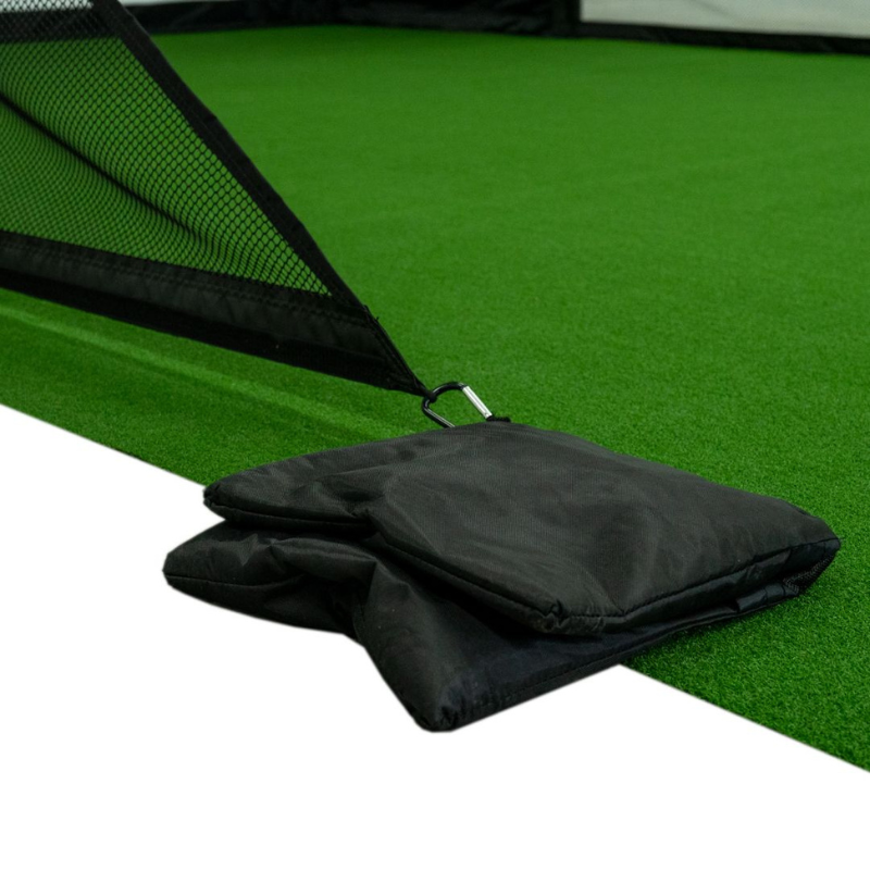 Sandbags with Carl's Place Net Wall Extensions for Golf Simulator Enclosures.