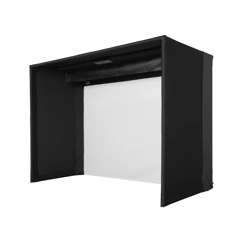 Carls Place C-Series Pro Golf Simulator Enclosure Kit with Impact Screen second front angle view.