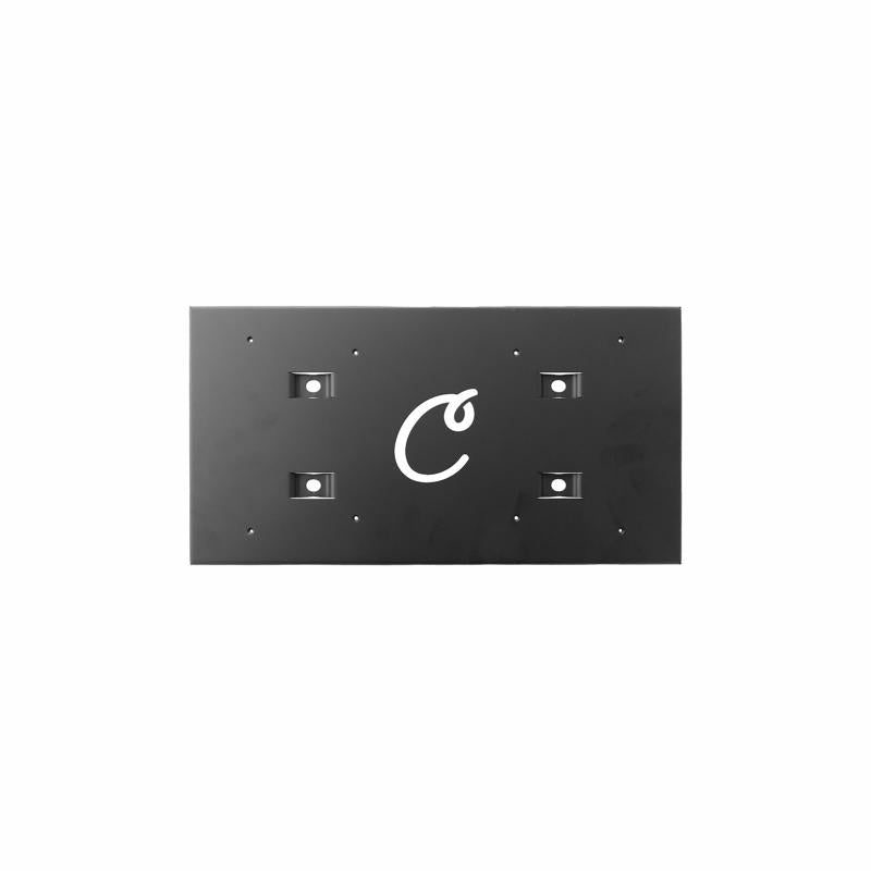 Carls Place Launch Monitor Frame Mount angled view black metal brackets.