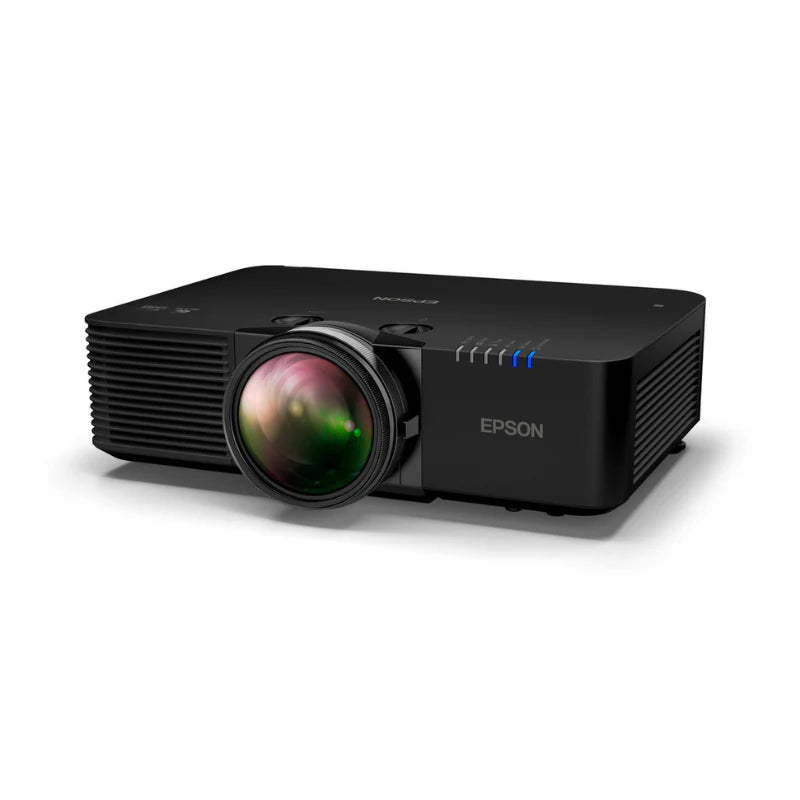 Epson L695SU PowerLite 6200-Lumen WUXGA Short Throw 3LCD Laser Projector angled front left view.