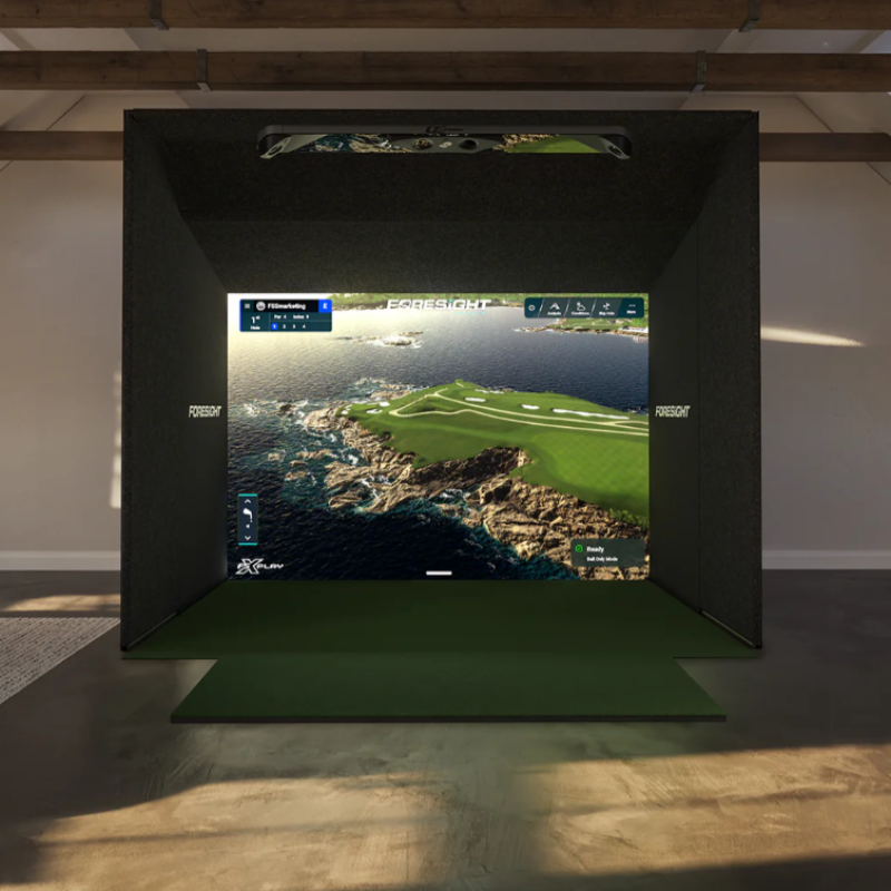 Foresight Sports SIM IN A BOX Custom Golf Simulator GCHawk 12 feet wide with frame extension.