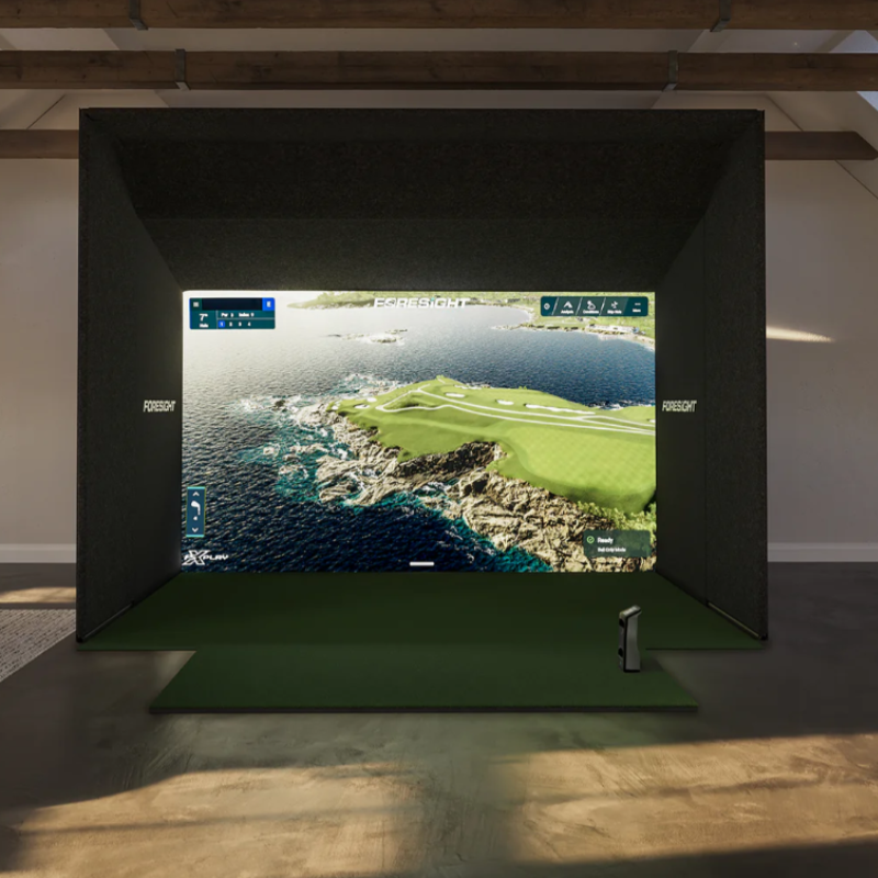 Foresight Sports SIM IN A BOX Custom Golf Simulator GCQuad 13 feet wide with frame extension.