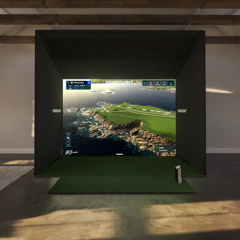 Foresight Sports SIM IN A BOX Custom Golf Simulator QuadMAX 12 feet wide with frame extension.