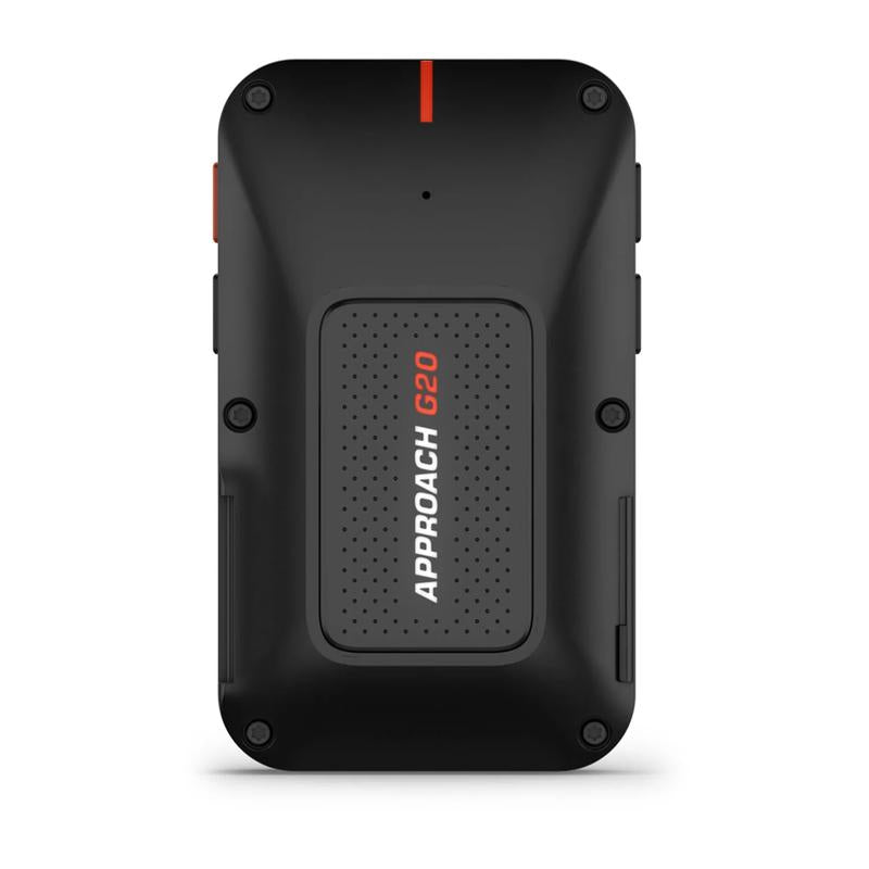 Garmin Approach G20 Solar Handheld Golf GPS back view with approach g20 text.
