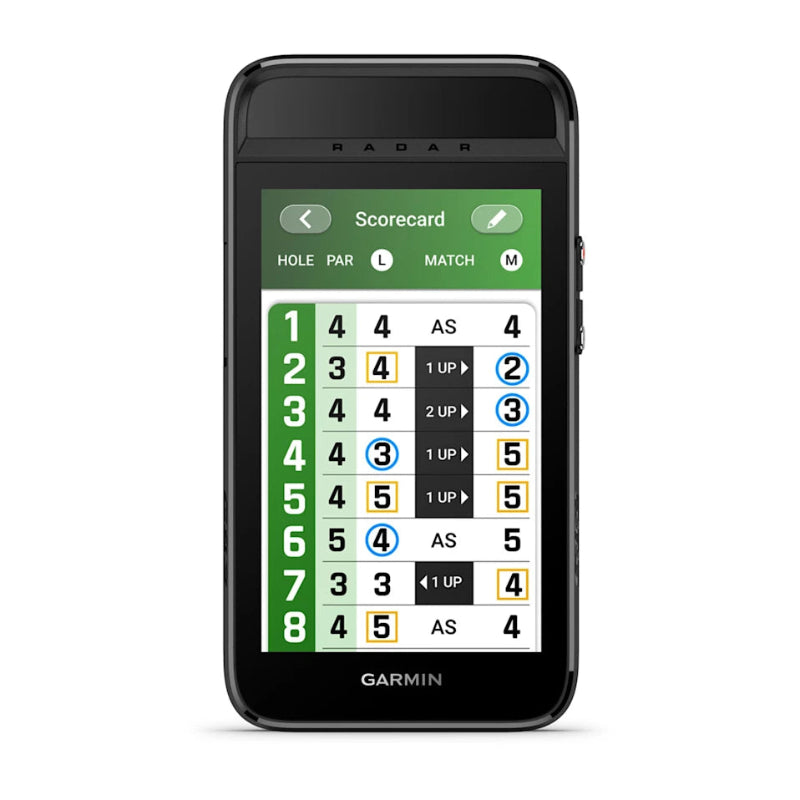 Garmin Approach® G82 GPS Golf Handheld and Launch Monitor scorecard.