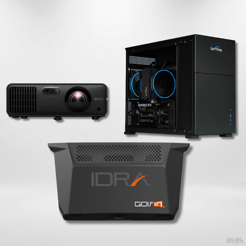 GolfIn IDRA II Launch Monitor Projector Golf Simulator Computer Package.