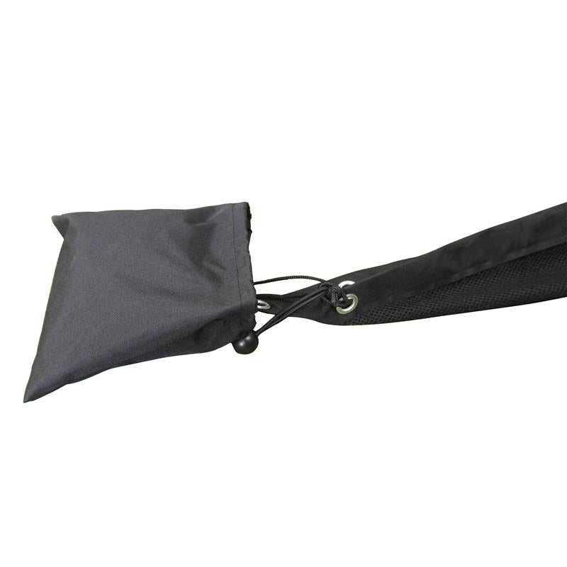 Impact Sports Triangular Net Barriers (Set of 2) weight bag clipped to the corner grommet with a ball bungee.