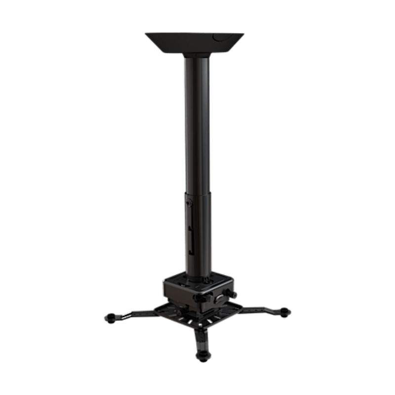 Projector Ceiling Mount with Extension Bar and JR3 Universal Adapter with angled side view showing black frame and universal mount.
