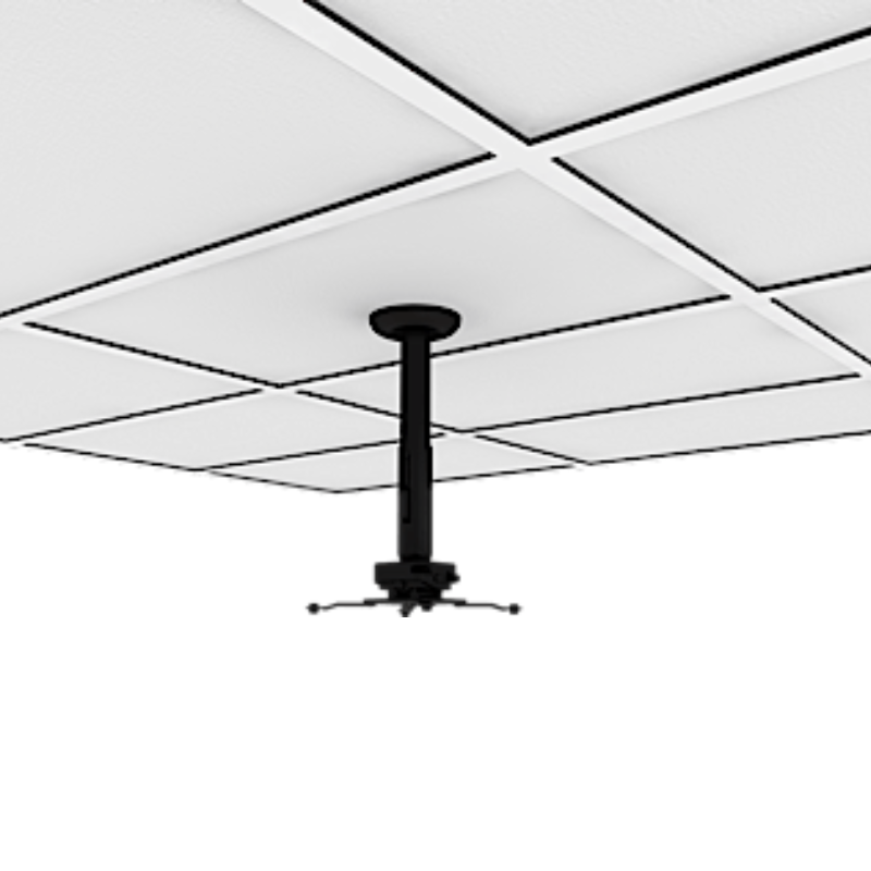 JKS3 Suspended Ceiling Projector Kit with JR3 Universal Adapter front view of black frame attached to ceiling.