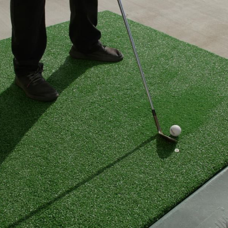 Monster Mat Golf Mat 2.0 in 5'x5' size with golfer and club.
