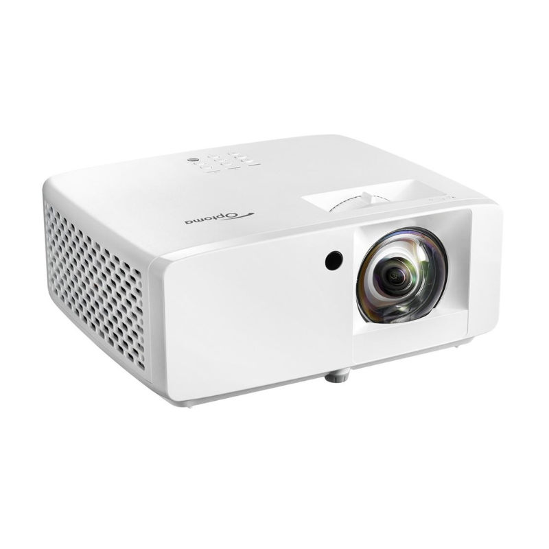 Optoma GT2000HDR 3500 Lumens 1080P Short Throw Golf Simulator Projector left angled view.