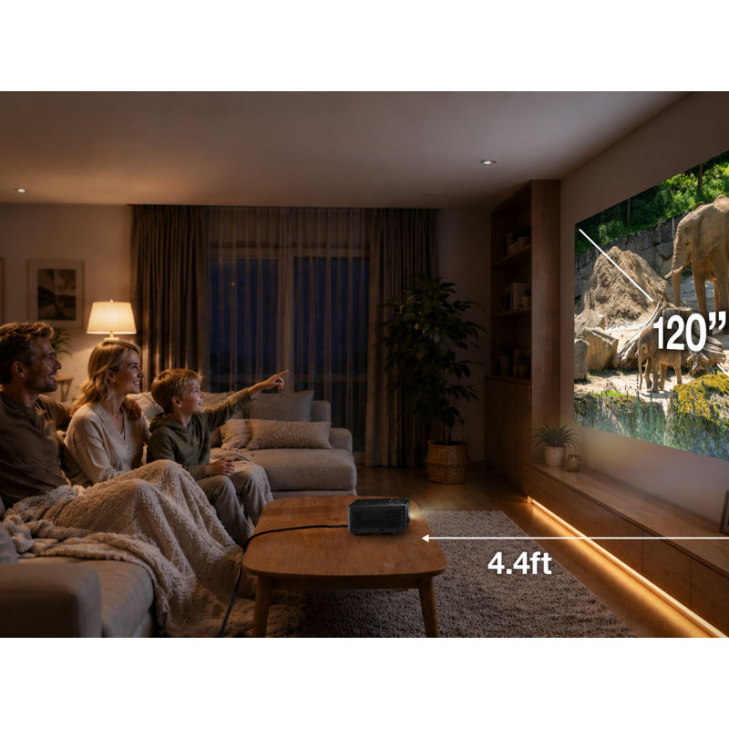 Optoma GT2300HDR 3600-Lumens 1080p Short Throw Golf Simulator Projector 120 inch image from 4.4 feet.