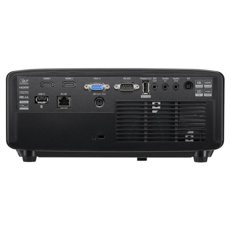 Optoma GT2300HDR 3600-Lumens 1080p Short Throw Golf Simulator Projector back view connection panel.