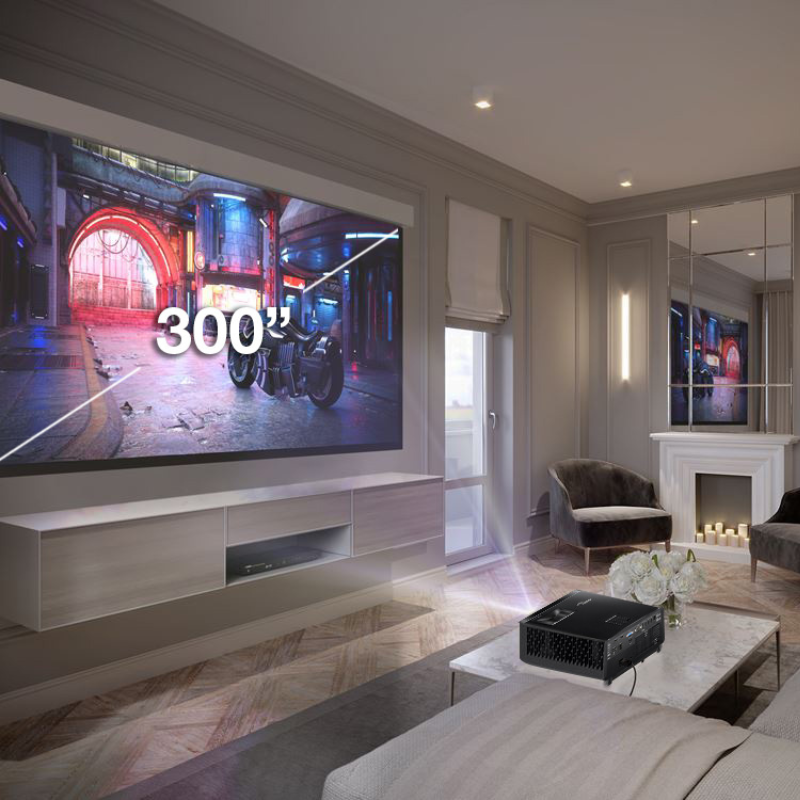 Optoma GT2400HDR 4200-Lumens 1080p Short Throw Golf Simulator Projector 300" diagonal view.