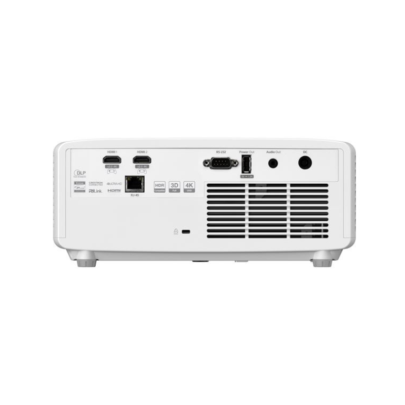 Optoma UHZ35ST 4K 3500 Lumens UHD Short Throw Golf Simulator Projector rear port view.