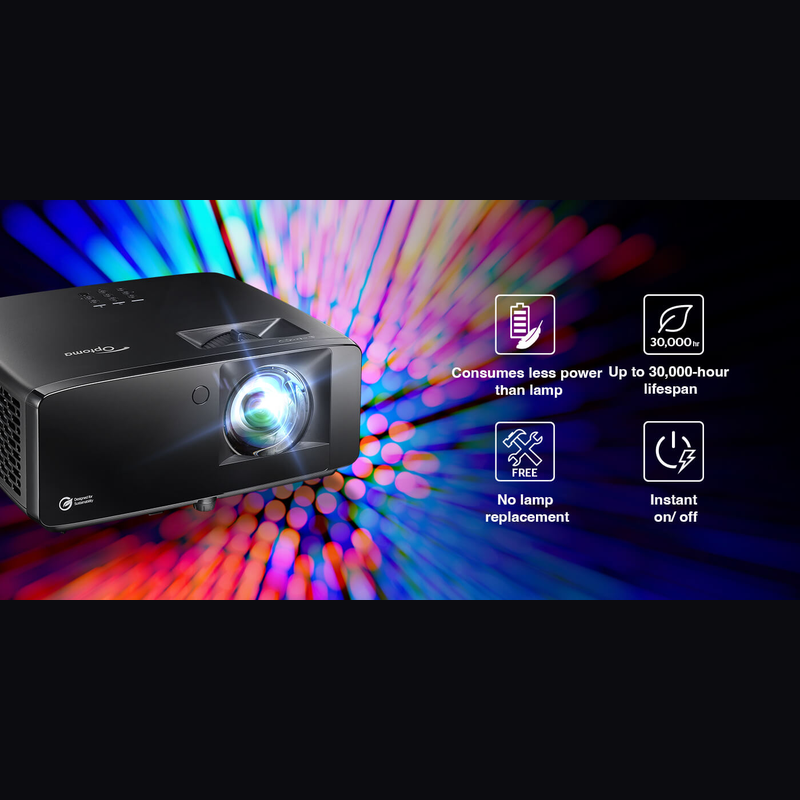 Optoma ZK431ST-B 4100-Lumens 4K UHD Short Throw Golf Simulator Projector DuraCore laser light source.