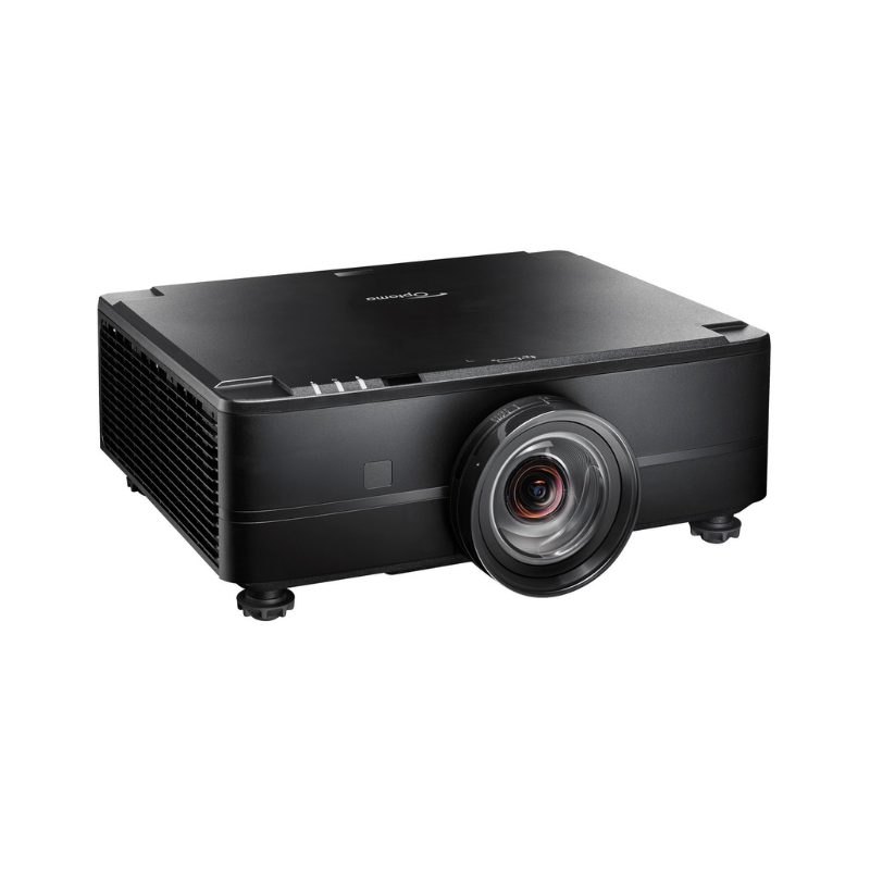 Optoma ZK810TST 8500 Lumens 4K Short Throw Golf Simulator Projector right angled view.