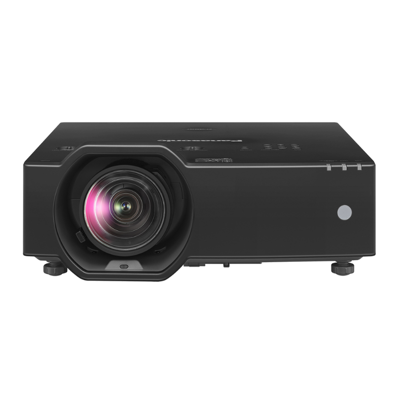 Panasonic PT-VMZ6STBU7 6200-Lumen WUXGA Short Throw Golf Simulator Projector front view.