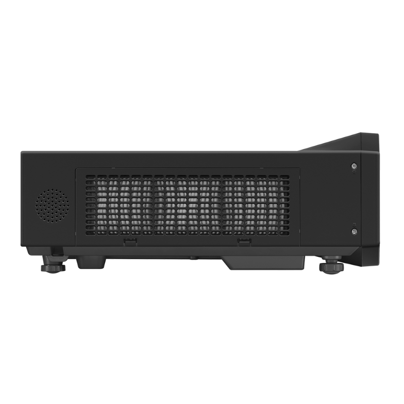 Panasonic PT-VMZ6STBU7 6200-Lumen WUXGA Short Throw Golf Simulator Projector left sided view.