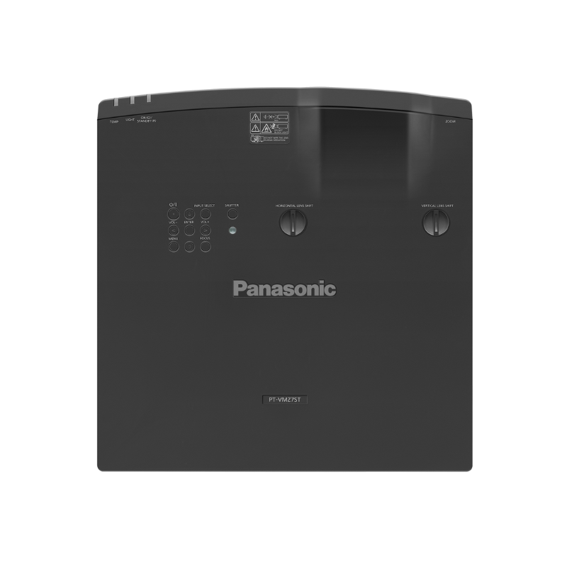 Panasonic PT-VMZ6STBU7 6200-Lumen WUXGA Short Throw Golf Simulator Projector top view.