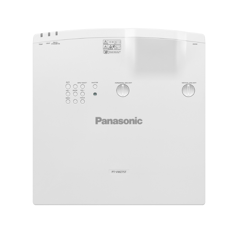 Panasonic PT-VMZ6STU7 6200-Lumen WUXGA Short Throw Golf Simulator Projector top view.