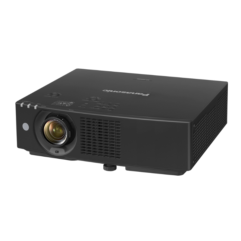 Panasonic PT-VMZ82BU7 8000-Lumen WUXGA Normal Throw Golf Simulator Projector slight overhead view.