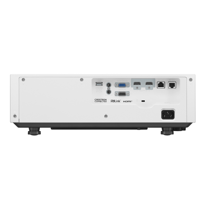 Panasonic PT-VMZ82U7 8000-Lumen WUXGA Normal Throw Golf Simulator Projector rear view.
