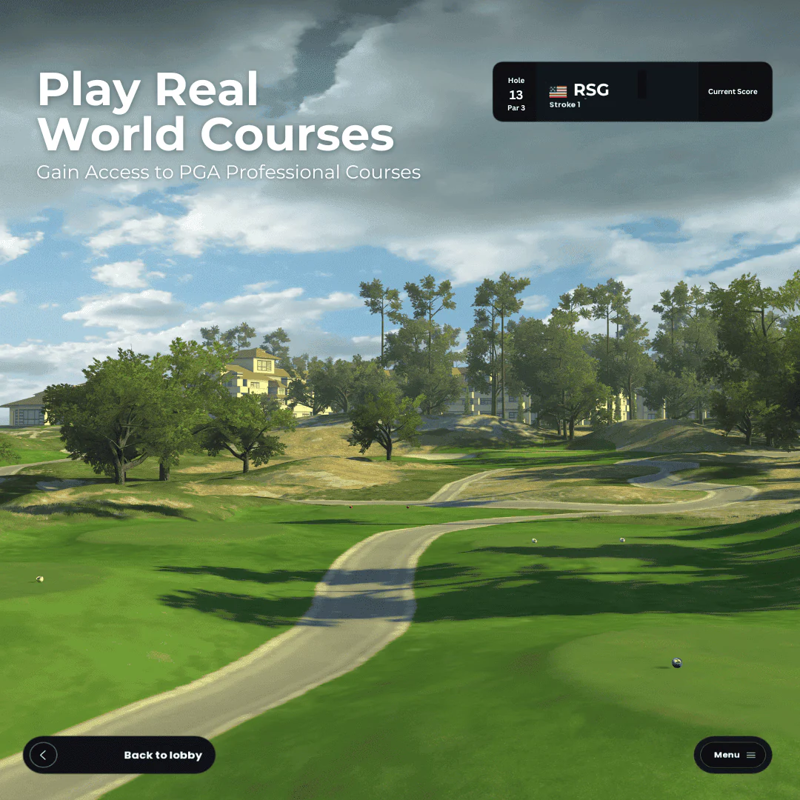 Red Stakes Golf Pro Golf Launch Monitor gameplay real world course hole 13.