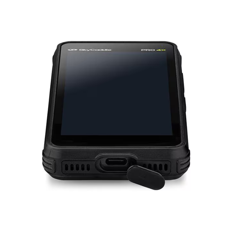 SkyCaddie Pro 4X bottom view with usb port and cover.