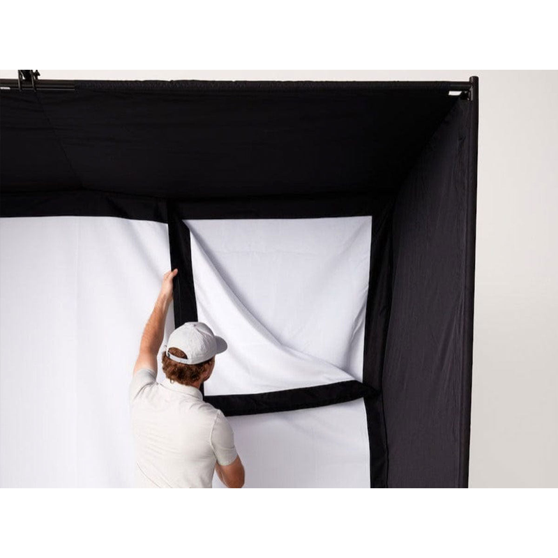 SkyTrak Golf Simulator Enclosure impact screen attachment.