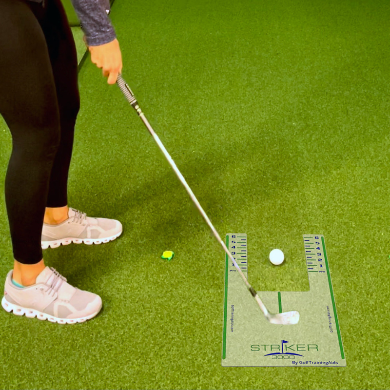 Striker 3000 Golf Strike Board with golfer at address down the line.