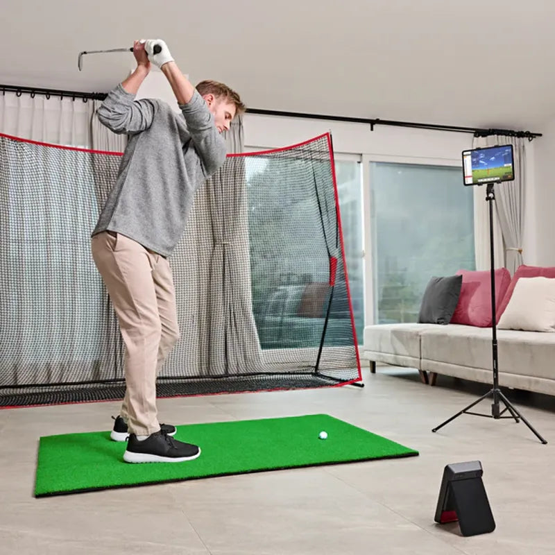Swing Caddie SC4 Pro Launch Monitor indoor use with swing.