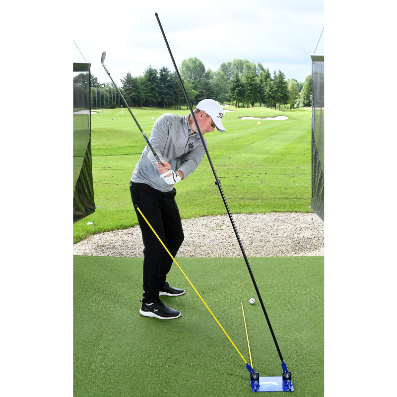 Swing Plate Dual Pro by Jamie Brittain with golfer in backswing position.