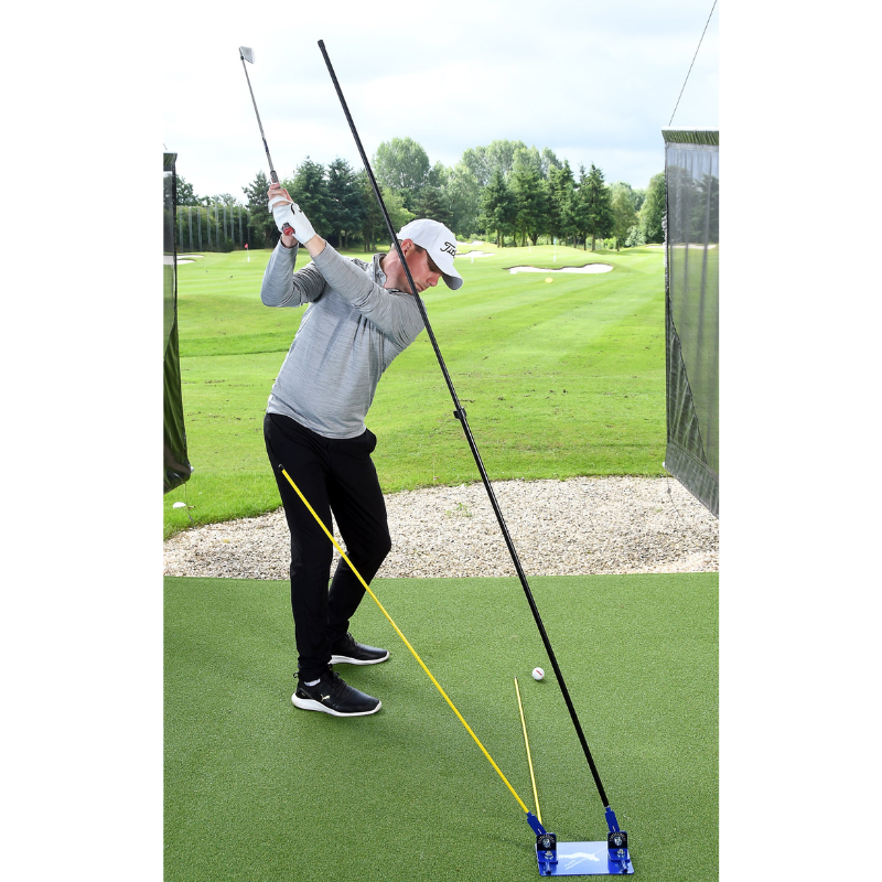 Swing Plate Dual Pro by Jamie Brittain with golfer at top of backswing.