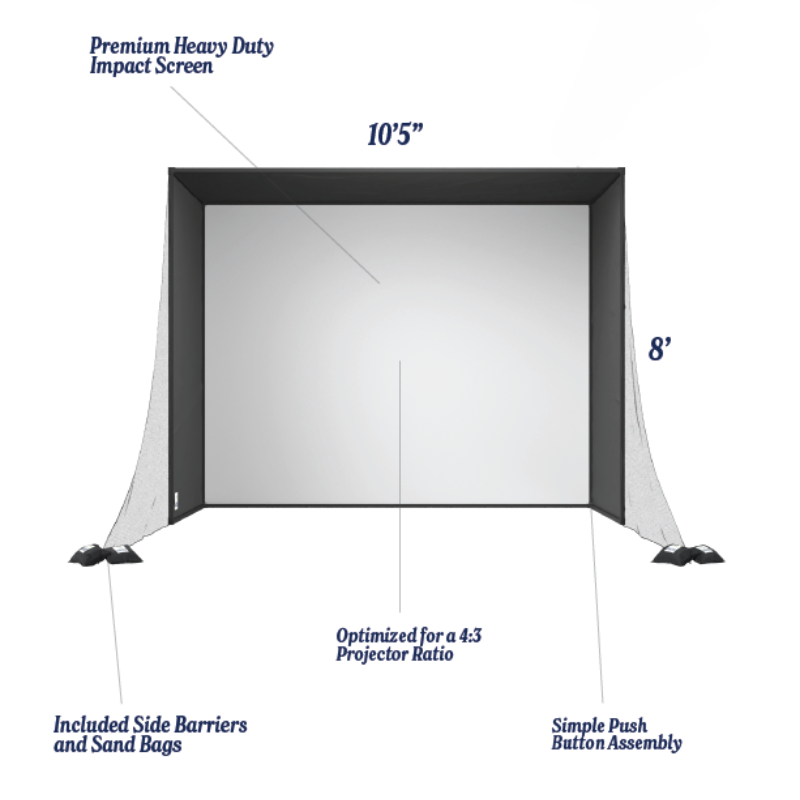 SwingBay Golf Simulator Screen & Enclosure with features.