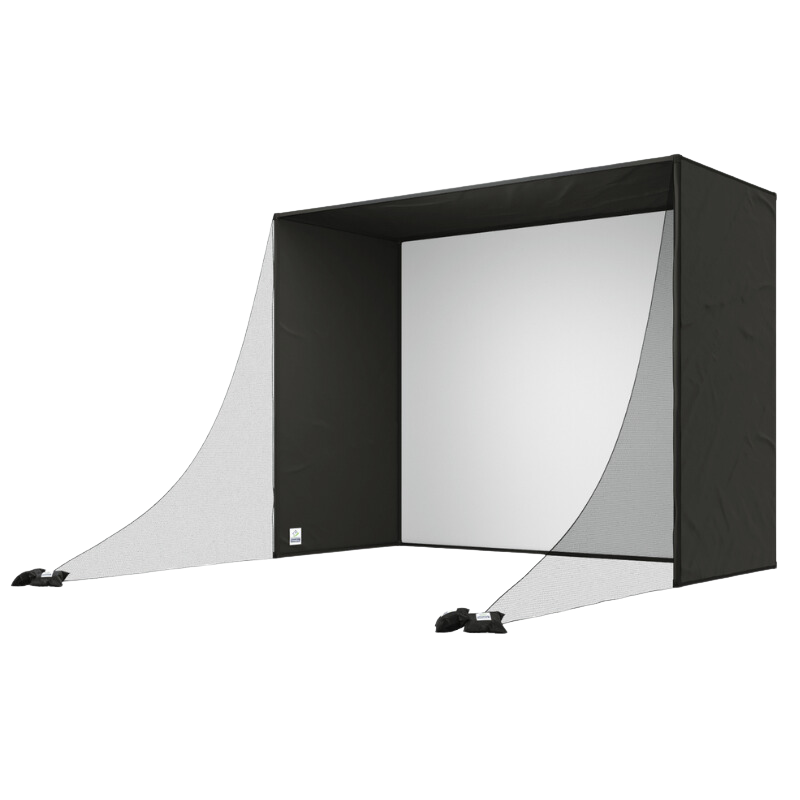 SwingBay Golf Simulator Screen & Enclosure side view.