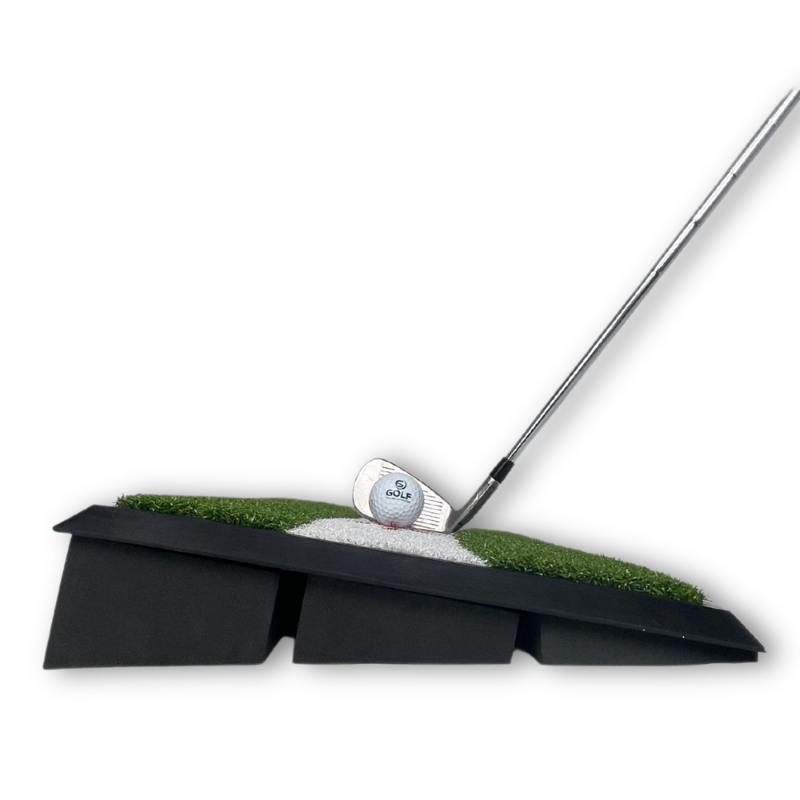 The Draw Board side profile with golf club.