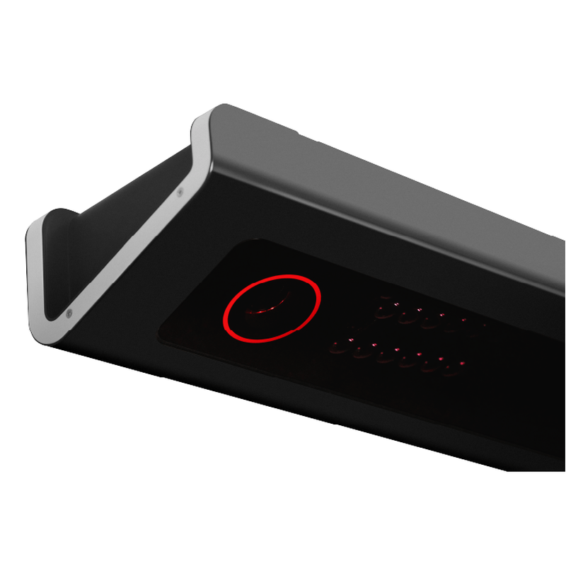VTrack Launch Monitor corner detail power switch.