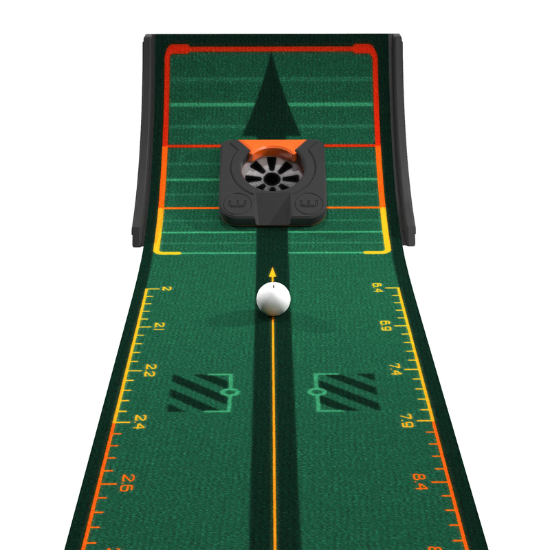 Wellhole placed at the end of a putting mat.