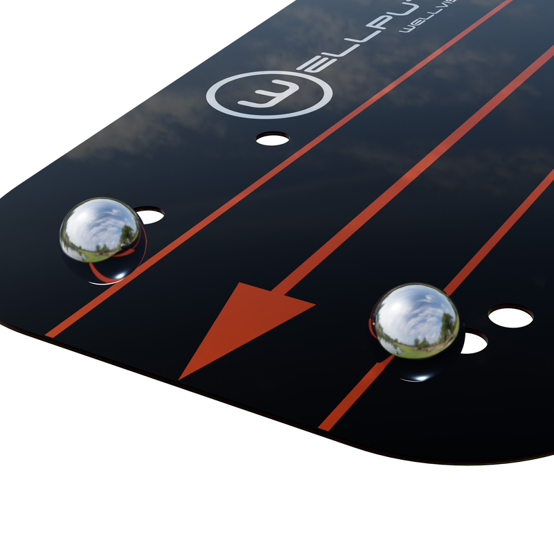 Closeup of the Wellvision chrome eye position spheres.