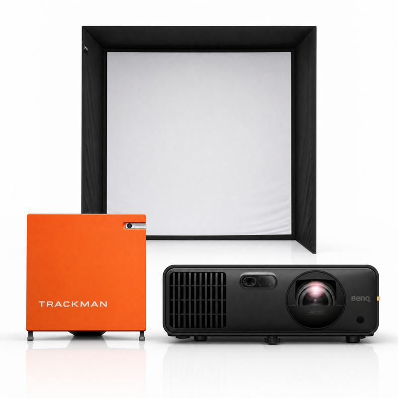 Trackman 4 launch monitor with SIG enclosure and projector golf simulator package
