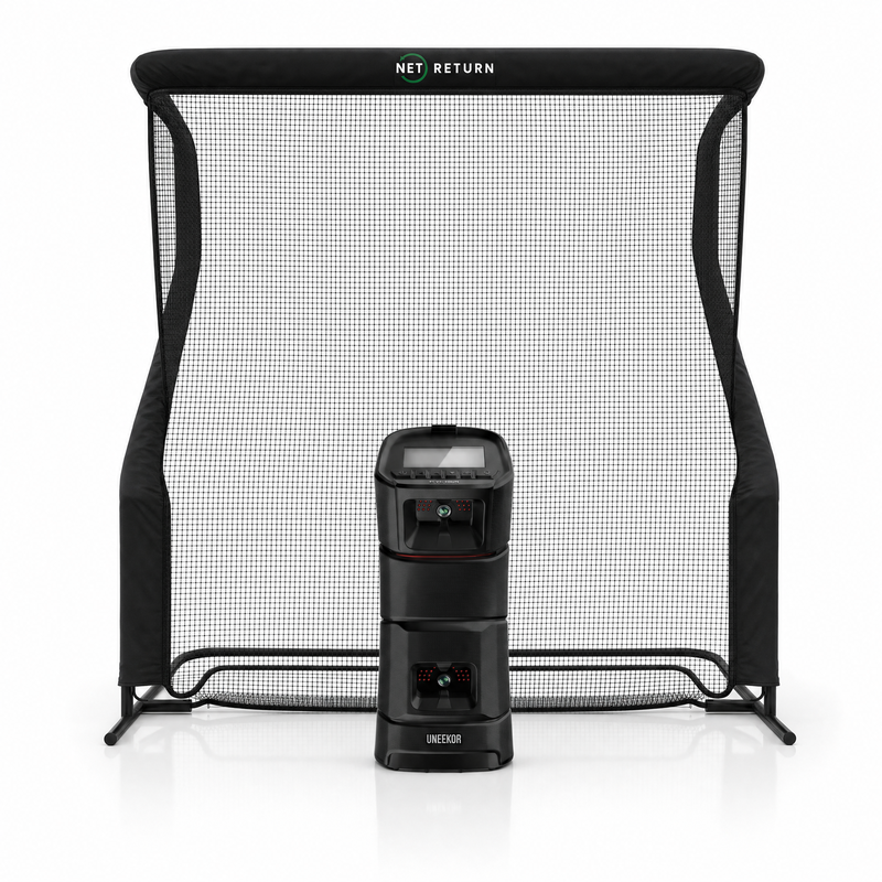 Uneekor EYE MINI launch monitor with Net Return golf net golf simulator package