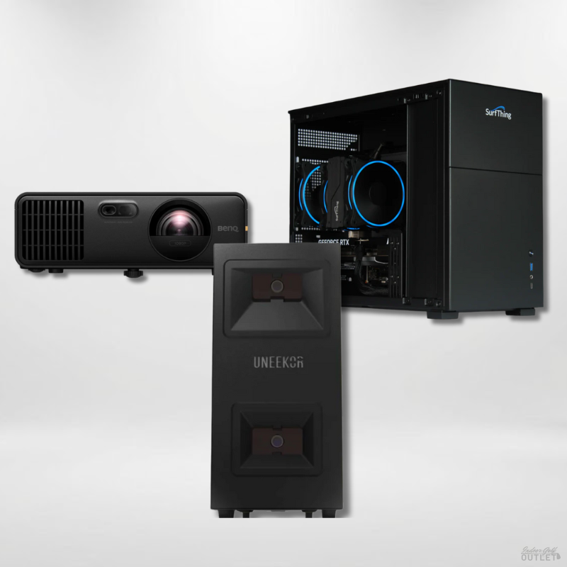 Uneekor EYE MINI LITE Launch Monitor Golf Simulator Computer Projector Package.